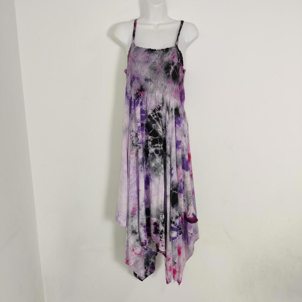 Dharma Trading Co. Women's Smocked Handkerchief Tie Dye Dress Size Large Boho